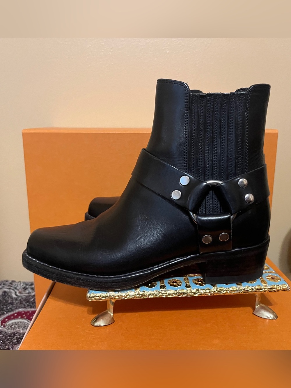 RE/DONE Cavalry Harness Boots Black Leather Size 38